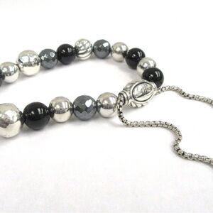 David Yurman Elements Hematite, Onyx, and Sterling Silver Bracelet 6"-10"